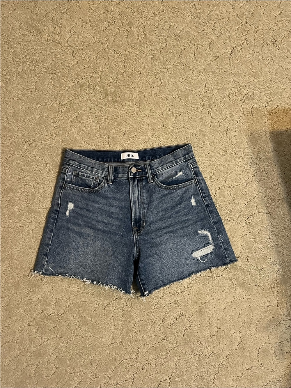 JBD Dark Blue Distressed High-Rise Denim Shorts